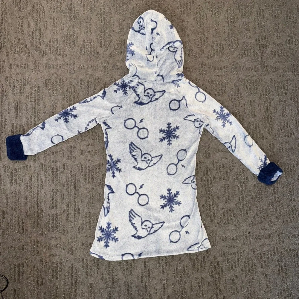 Harry Potter Hoodie Lounger Kids Small Blue Hedwig Faux Fur‎ Fleece